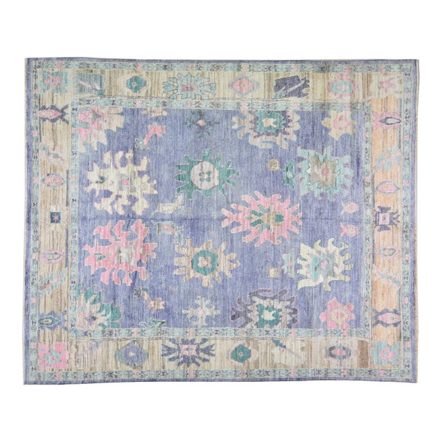 Turkish Oushak Hand Knotted Wool Rug, 8'1"x9'10" For Sale