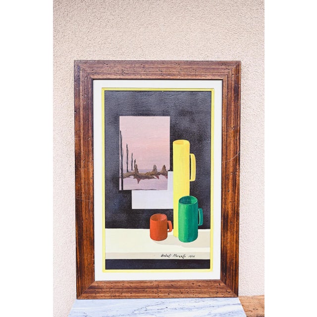 Black Marcello Boboli, Tricolor Vases, 1976, Oil on Canvas, Framed For Sale - Image 8 of 8
