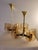 Mid-Century Modern 1970s French Space Age Amber Glass & Brass Chandelier Set by Michel Dumas - a Pair For Sale - Image 3 of 15