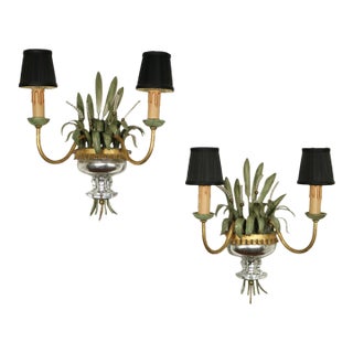 1960s Banci Firenze Fern Appliques / Sconces, a Pair . For Sale