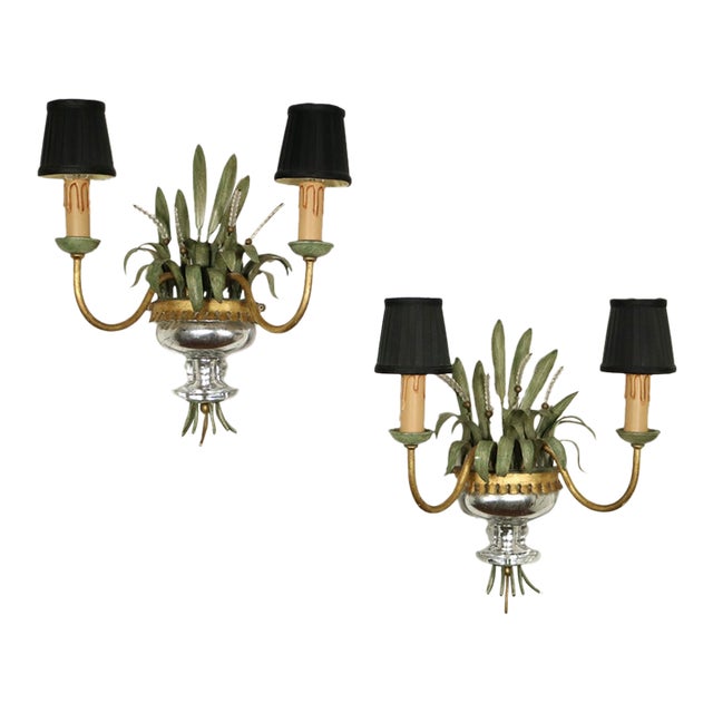 1960s Banci Firenze Fern Appliques / Sconces, a Pair . For Sale