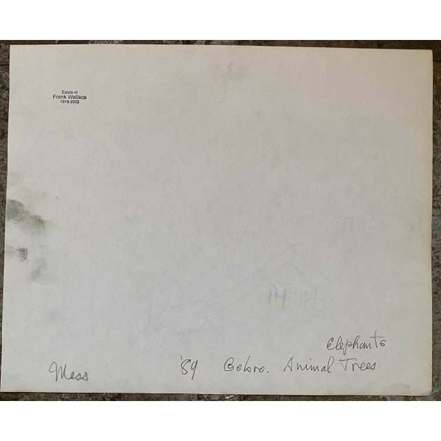 Illustration 1989 Frank Wallace Elephant Trees Vermont Drawing For Sale - Image 3 of 4
