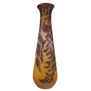 Nancy Glass Paste Vase with Wisteria by Émile Galle For Sale