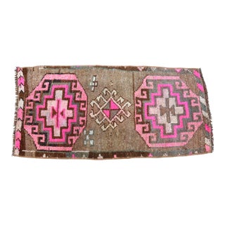 1960s Oushak Brown Bohemian Small Rug For Sale