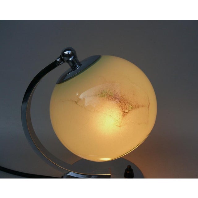Art Deco Bedside Lamp in Chrome-Plated & Glass Shade, 1930s For Sale - Image 9 of 18