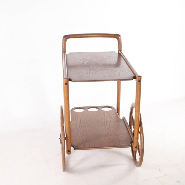Wooden Serving Cart in Oak, 1970s For Sale - Image 9 of 15