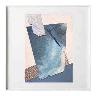"Im Blue 3" Original Mixed-Media Collage on Paper by Zac Woodiel For Sale