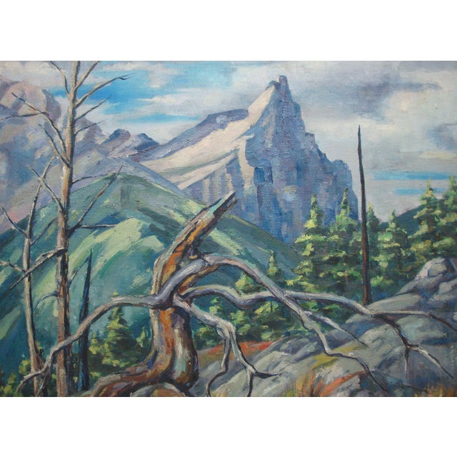 Large Mid Century Modern Mountain Landscape Oil Painting Chairish