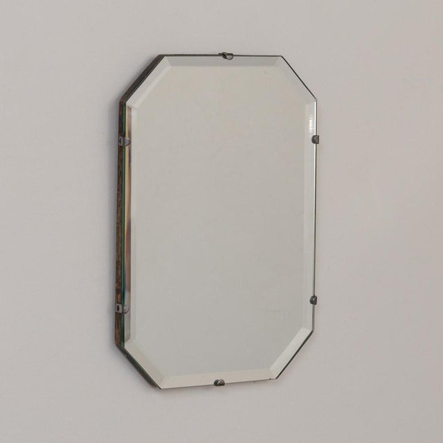 1930s Petite Art Deco Beveled Mirror For Sale - Image 4 of 11