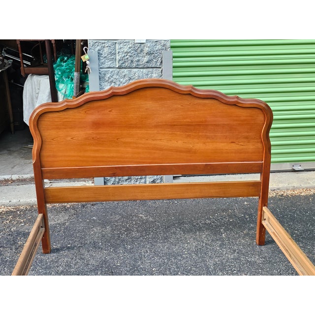 Dixie Furniture Co. Dixie Furniture Mid Century Provincial Style Cherry Full Size Bedframe For Sale - Image 4 of 9