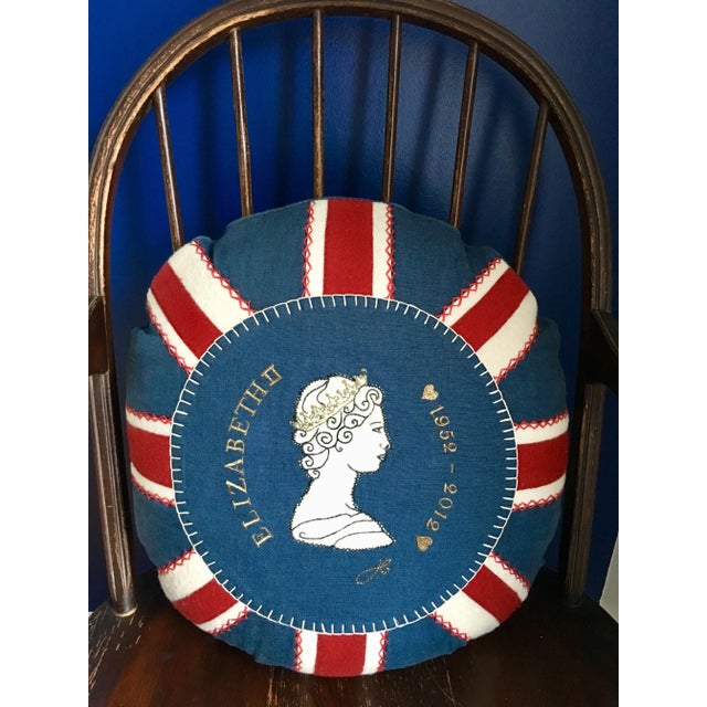 English Jan Constantine Elizabeth II Diamond Jubilee Handcrafted Pillow For Sale - Image 3 of 12