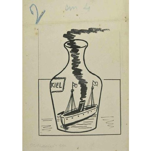 The Bottle is a drawing artwork in Black Marker on paper realized by Italian Artist Giuseppe Scalarini (Mantova, 29...