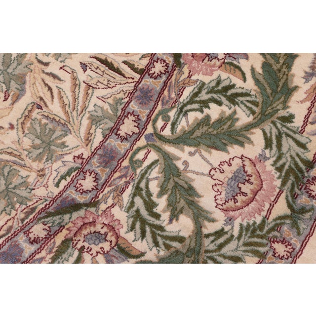 Textile Shabby Chic 1990's Floral Pak-Persian Beige/Green Wool Round Rug- 8'1'' X 8'2'' For Sale - Image 7 of 9