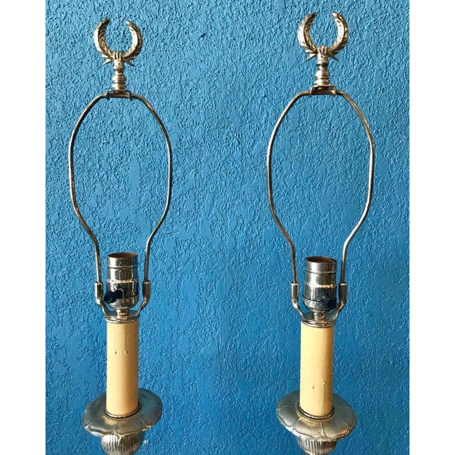 Pair of Continental Silvered Lamps For Sale - Image 11 of 13