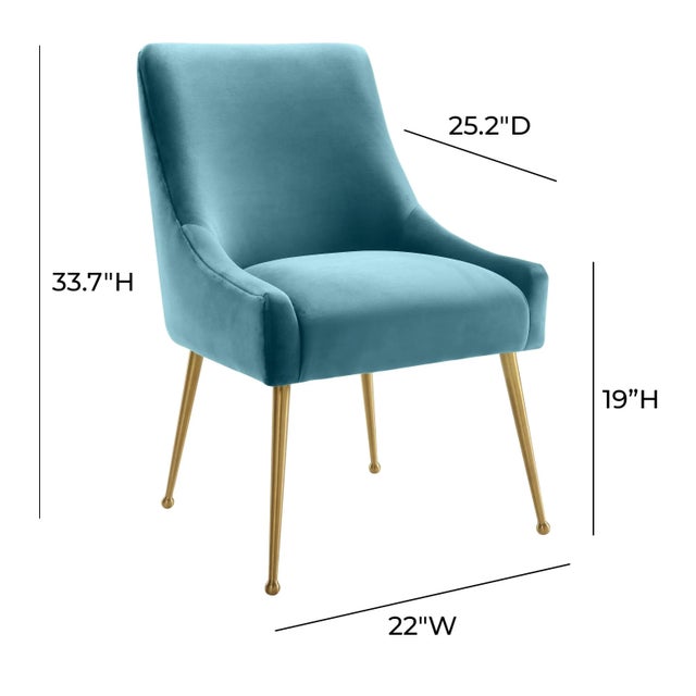 2020s Beatrix Sea Blue Velvet Side Chair with Gold Legs For Sale - Image 5 of 7