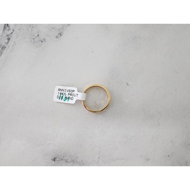 3MM Princess Cut Diamond Wedding Band 14k Yellow Gold, Size 5 For Sale - Image 4 of 5