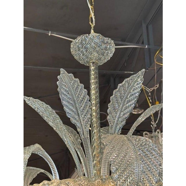 Modern Decorative Murano Glass Leaf Form Chandelier For Sale - Image 3 of 7