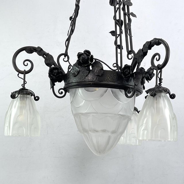 Art Deco Chandelier from Dégue, 1930s For Sale - Image 3 of 11