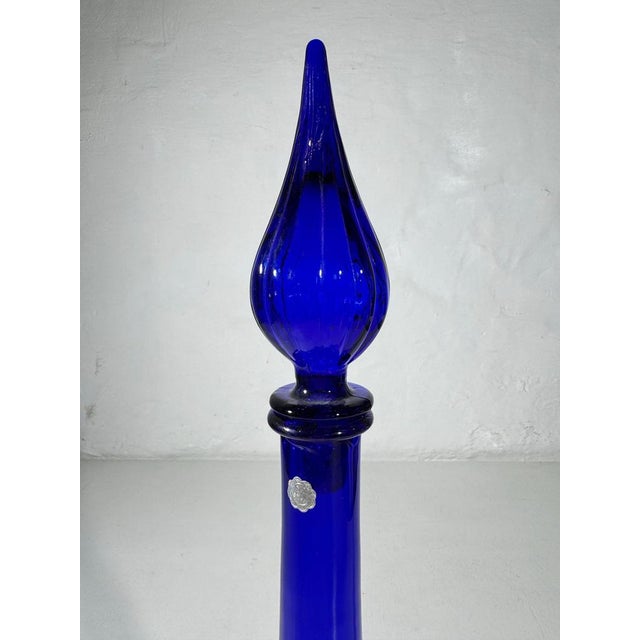 Mid-Century Modern Mid-Century Modern Decorative Cobalt Blue Glass Bottle, Empolio, 1950s For Sale - Image 3 of 11