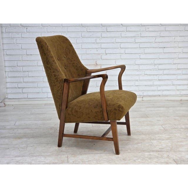 Vintage Danish Armchair in Furniture Wool and Beech Wood, 1960s For Sale - Image 17 of 17