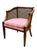 Vintage Mid-Century Modern Cane Barrel-Back Armchair | Hollywood Regency Neoclassical Revival | Tufted Pink Plaid Upholstery For Sale - Image 6 of 18