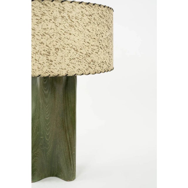 Mid 20th Century Modern Green-Dyed Carved Wood Table Lamp For Sale - Image 5 of 13