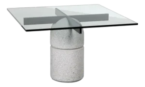 Paracarro Dining Table with Gray Concrete Base and Glass Top by Giovanni Offredi for Saporiti Italia, 1973