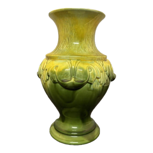 Royal Haeger u.s.a. Pottery Vase Deco Green Yellow Crazing MCM Vintage 1960’s
