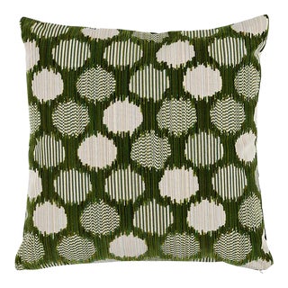 Schumacher Cirque Velvet 20" Pillow in Green For Sale