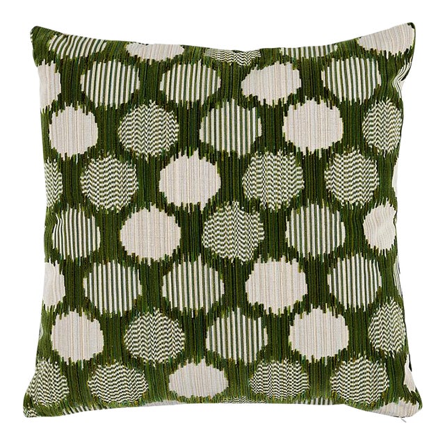 Schumacher Cirque Velvet 20" Pillow in Green For Sale