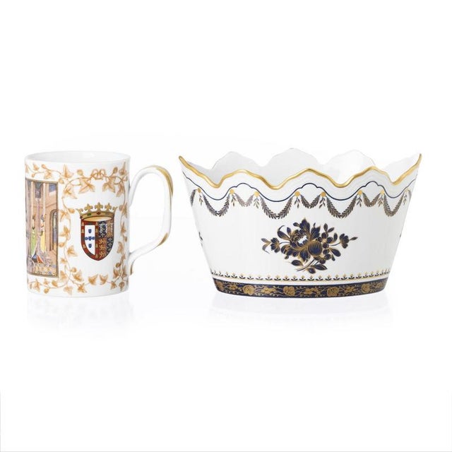Porcelain Cachepot and Mug from Vista Alegre, Set of 2 For Sale - Image 6 of 6
