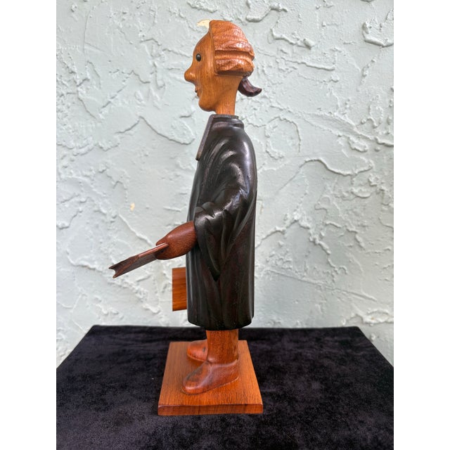 Vintage Italian Hand-Carved Wood Scholar/Lawyer Figure Sculpture by Romer For Sale In Orlando - Image 6 of 12
