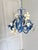 Metal French Blue and White Tole Floral Cage 4-Light Chandelier, 1970s For Sale - Image 7 of 15