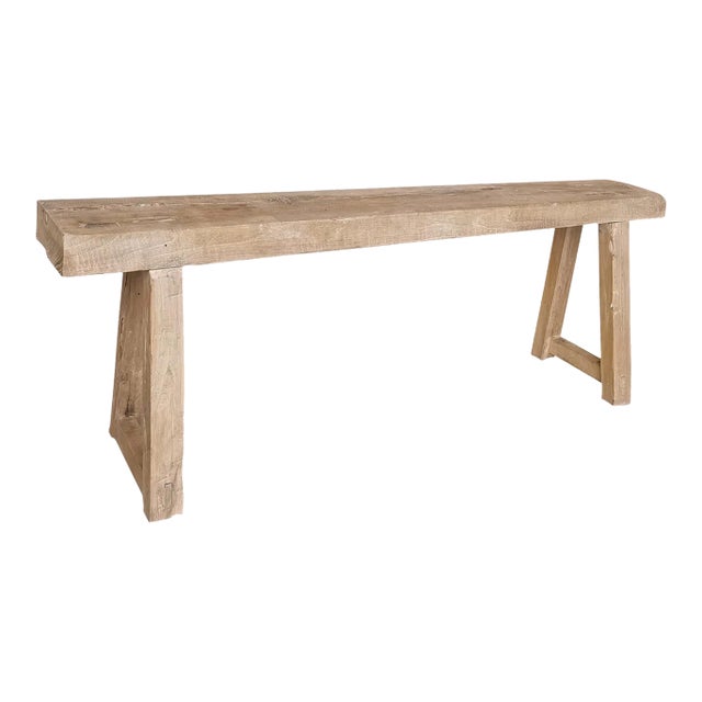 Vintage Farm Elm Wood Work Bench For Sale