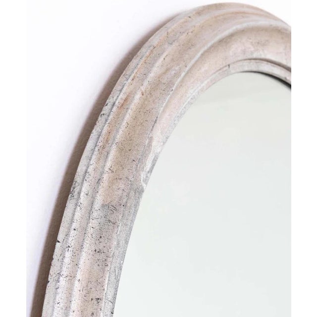 Italian Italian Mid Century Silver Leaf Oval Mirror For Sale - Image 3 of 13