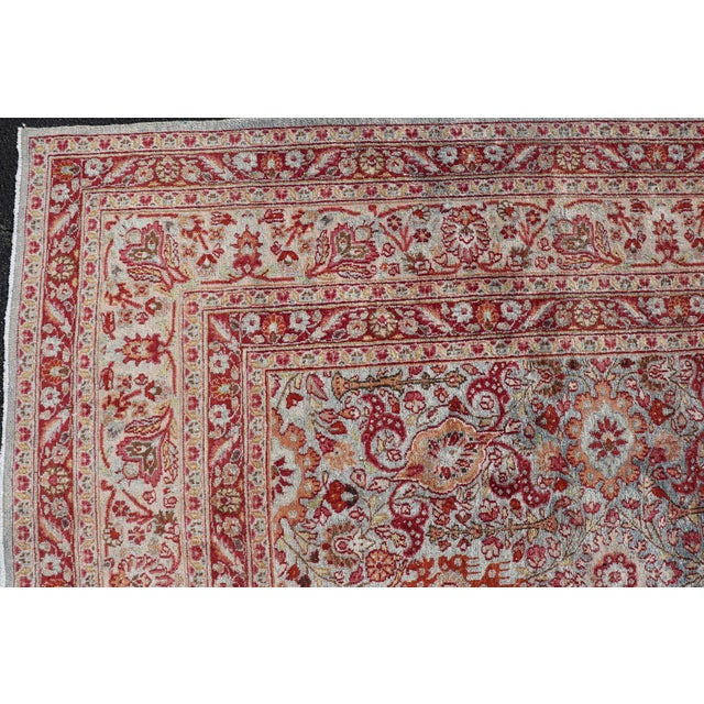 Burgundy Ornate Floral Pattern Khorassan Antique Persian Rug in Burgundy & Gray For Sale - Image 8 of 12