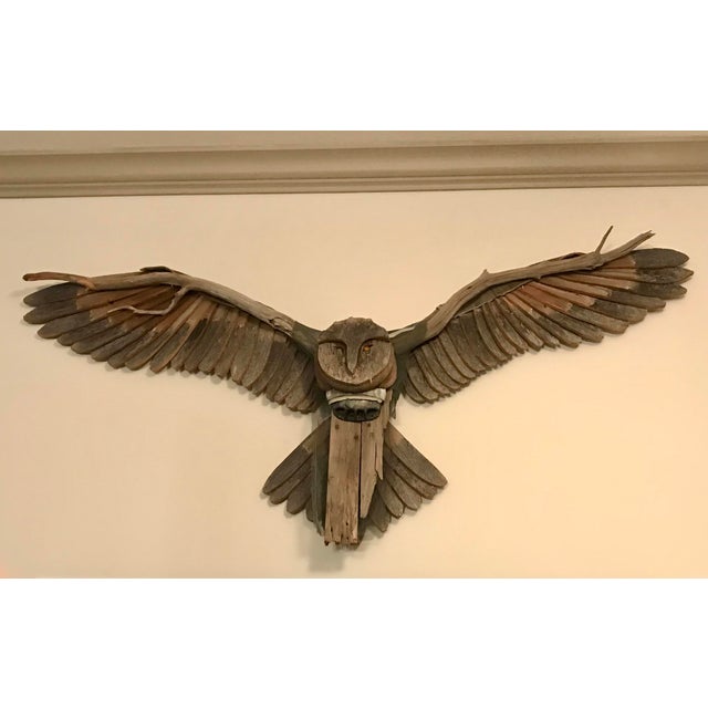 Brown Handmade Owl Art Sculpture by Nantucket Artist Kelley Jepson For Sale - Image 8 of 10