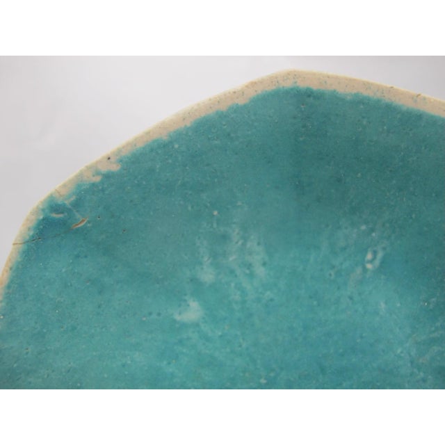 Chinese Tongzhi Turquoise Enamel Hand Painted Flower Octagonal Pottery Bowl For Sale - Image 9 of 11