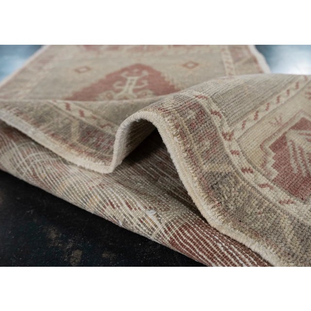 Early 21st Century Oriental Hand Knotted Vintage Turkish Mini Rug 1'9" x 3'9" For Sale - Image 5 of 6
