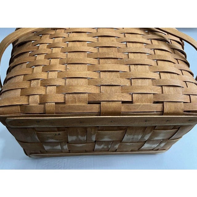 Longaberger Vintage Large Woven 16”x11” Gathering Double Handles Basket, Farmhouse, Farmers Market -No Liner For Sale - Image 10 of 11