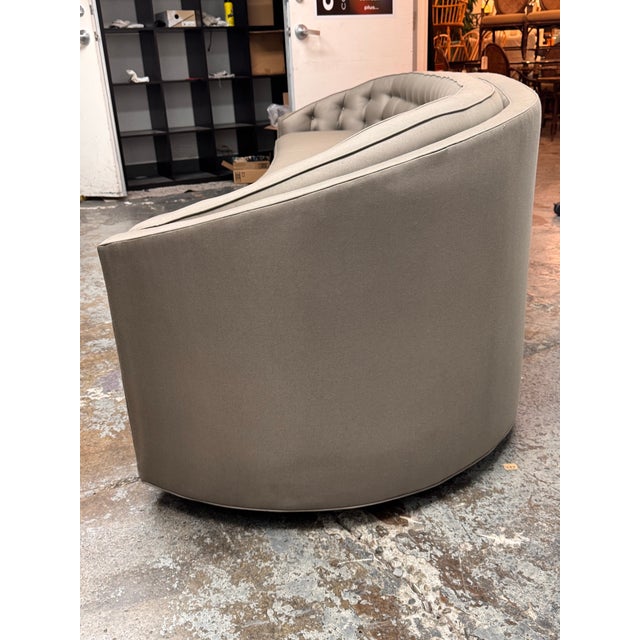 Bespoke Curved Tufted Tuxedo Sofa For Sale - Image 4 of 12