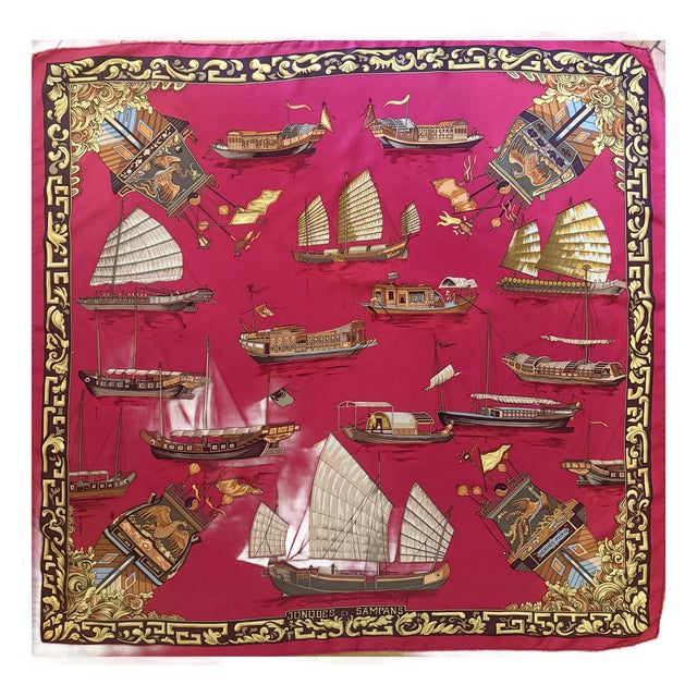 Hermès Jonques Et Sampans Silk Scarf 1999 From Françoise De La Perriere For Sale