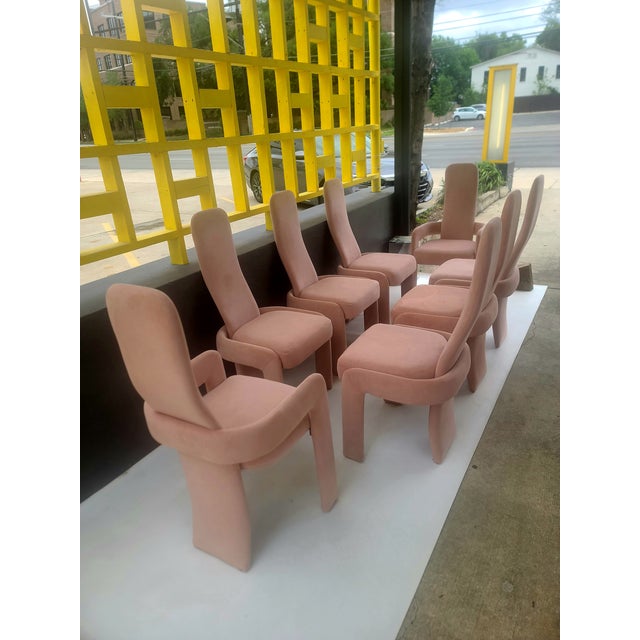 Modern Trend Line Post Modern Dining Chairs in Dusty Rose For Sale - Image 3 of 9
