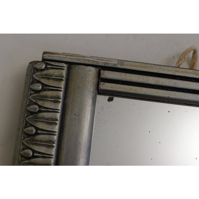 Wood Small Art Deco Mirror with Silvered Wooden Frieze Frame, 1930s For Sale - Image 7 of 12