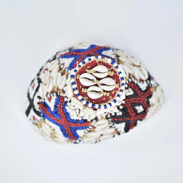 Early 20th Century Kuba Beaded Noble's Hat with Cowrie Shells For Sale - Image 9 of 11