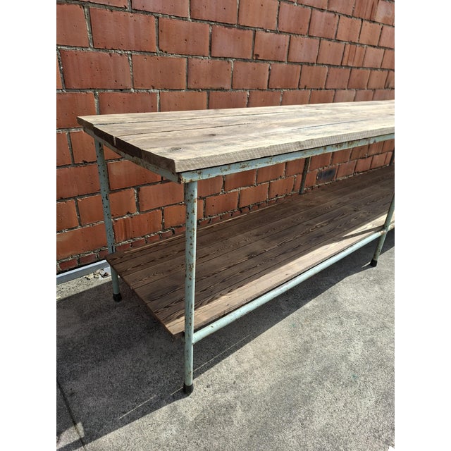 Industrial Workbench in Metal and Wood For Sale - Image 10 of 11