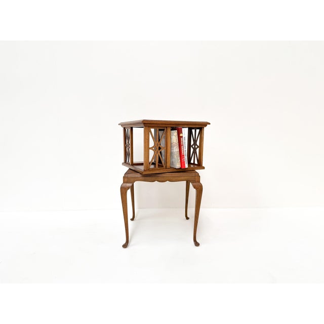 Antique Revolving Side Table in Burl Walnut, 1890s For Sale - Image 10 of 12