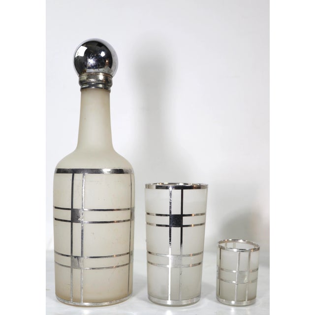 Glass 1930s Fostoria Silver Overlay Art Deco Bar Cocktail Set- 13 Pieces For Sale - Image 7 of 11