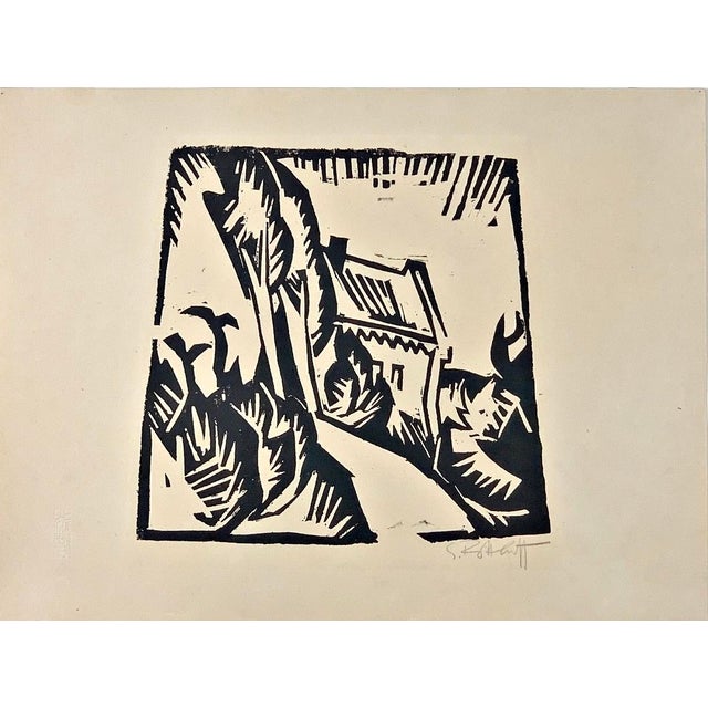 Karl Schmidt-Rottluff, Haus mit Pappeln, 1913, Woodcut, German Expressionism For Sale - Image 3 of 7