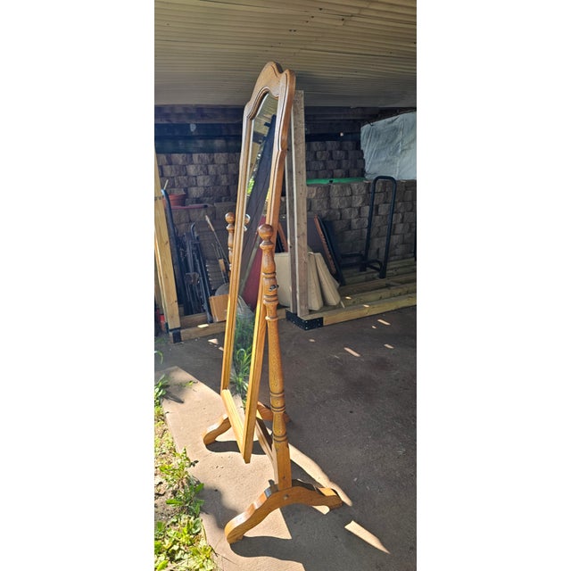 Vintage Ethan Allen Heirloom Nutmeg Maple Colonial Cheval Swivel Floor Mirror - Model 10-5060 For Sale In Minneapolis - Image 6 of 7